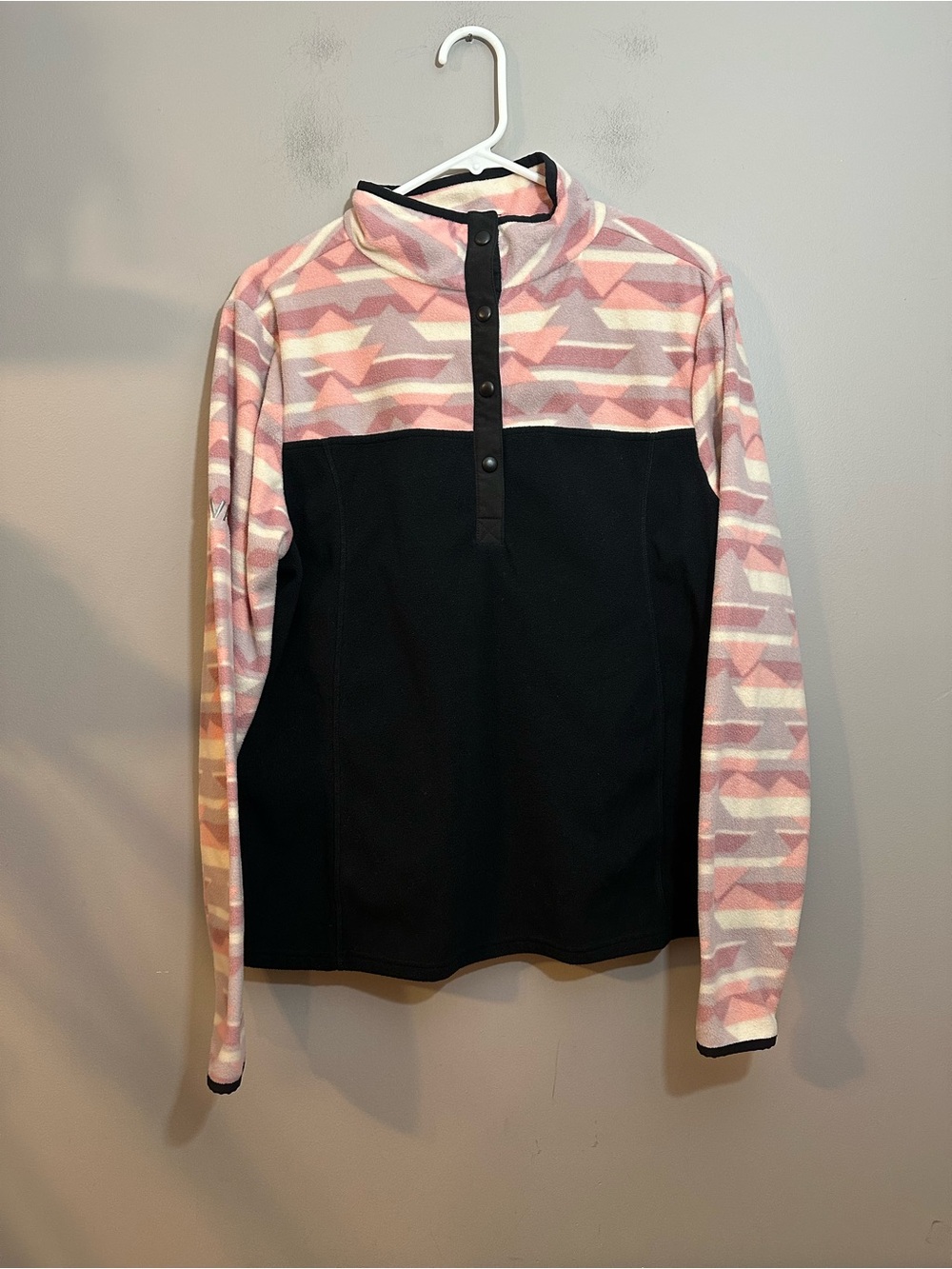 Bula Ladies' Large Fleece Quarter Button Up Black Pink Purple